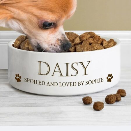 Personalised Paws 14cm Medium White Pet Bowl: 2 - Pet Products By Gift Moments