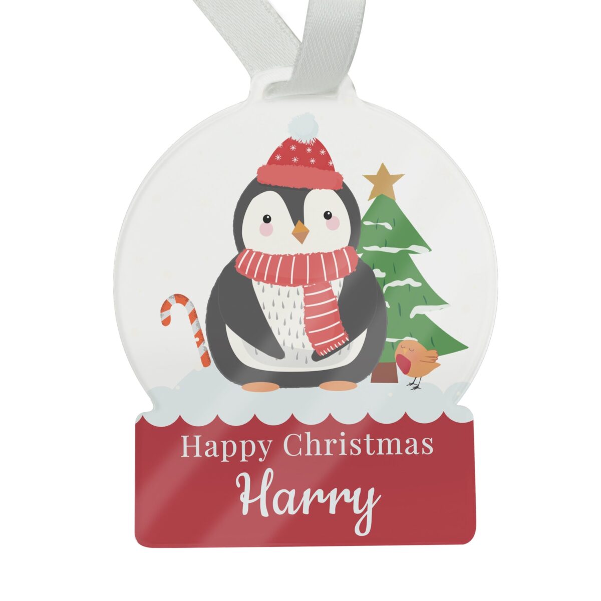 Personalised Penguin Acrylic Snowglobe Decoration: 5 - Christmas Decorations By Gift Moments