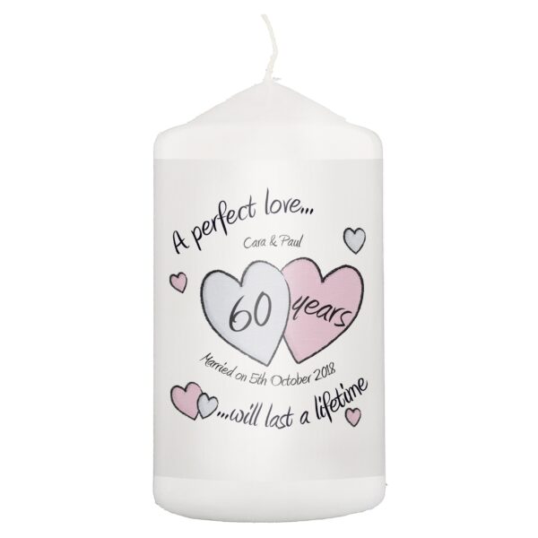 Personalised A Perfect Love Diamond Anniversary Pillar Candle: 2 - Candles By Gift Moments