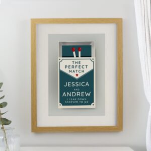 Personalised Perfect Match Couples Framed Prints: 1 - Oak - Framed Prints By Gift Moments