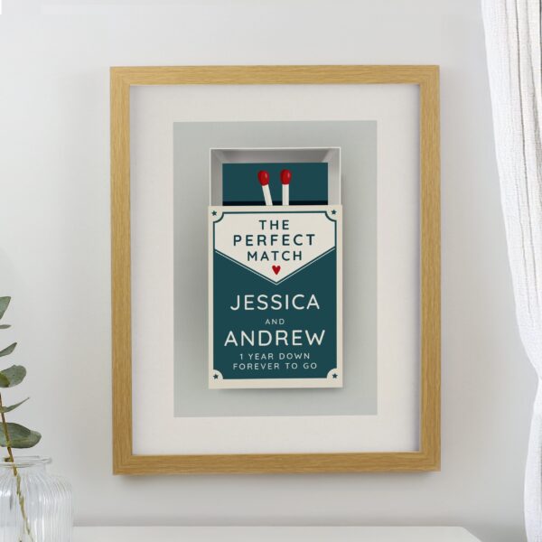Personalised Perfect Match Couples Framed Prints: 1 - Oak - Framed Prints By Gift Moments