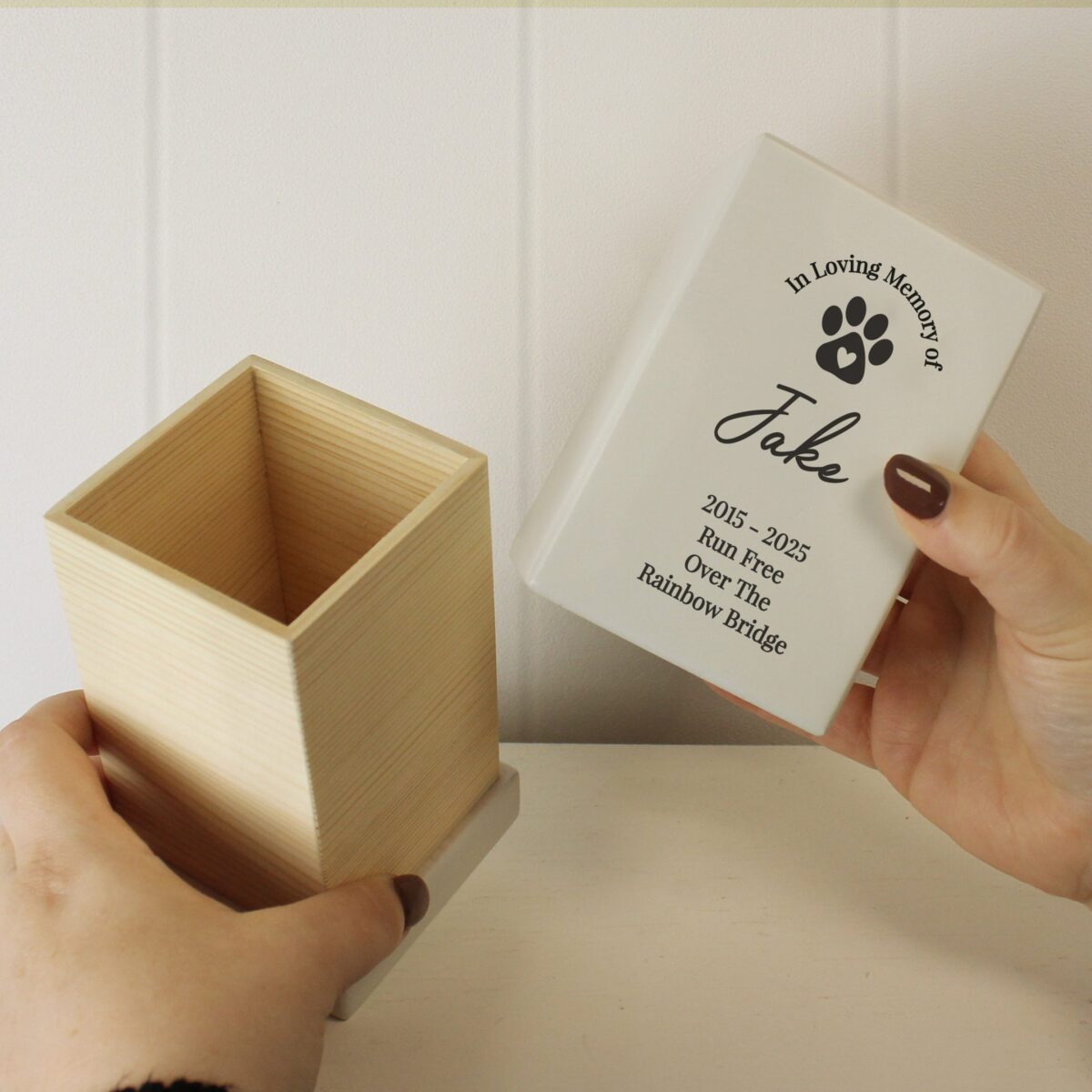 Personalised Pet Memorial Small Wooden Urn: 5 - Urns By Gift Moments