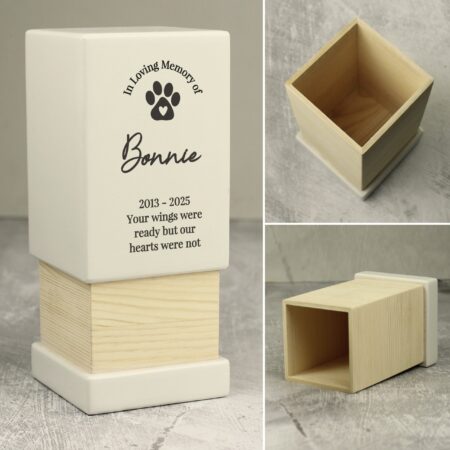 Personalised Pet Memorial Small Wooden Urn: 6 - Urns By Gift Moments