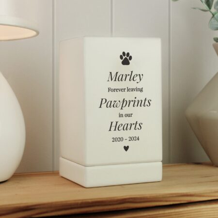 Personalised Pet Pawprints Small Wooden Urn: 1 - Urns By Gift Moments
