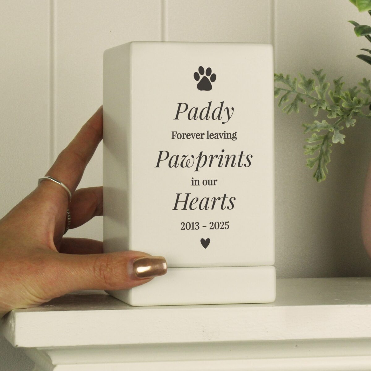 Personalised Pet Pawprints Small Wooden Urn: 3 - Urns By Gift Moments