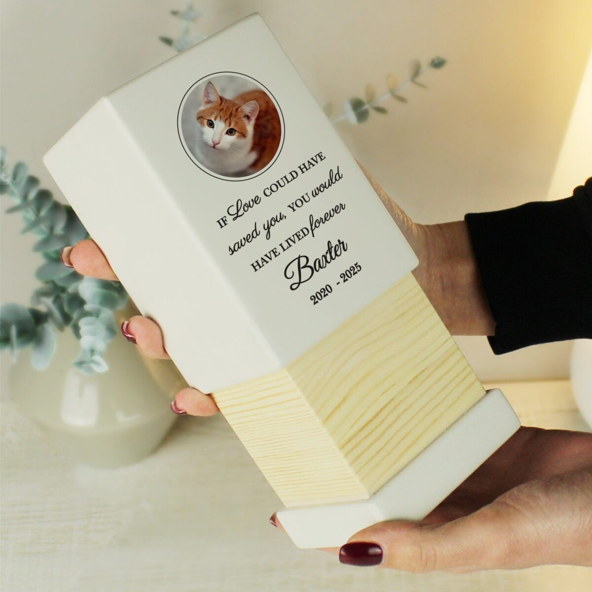 Personalised Pet Photo Upload Small Wooden Urn: 2 - Urns By Gift Moments