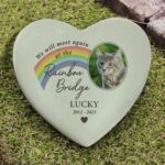 Personalised Pet Rainbow Photo Upload Memorial Resin Heart: 1 - Memorials By Gift Moments