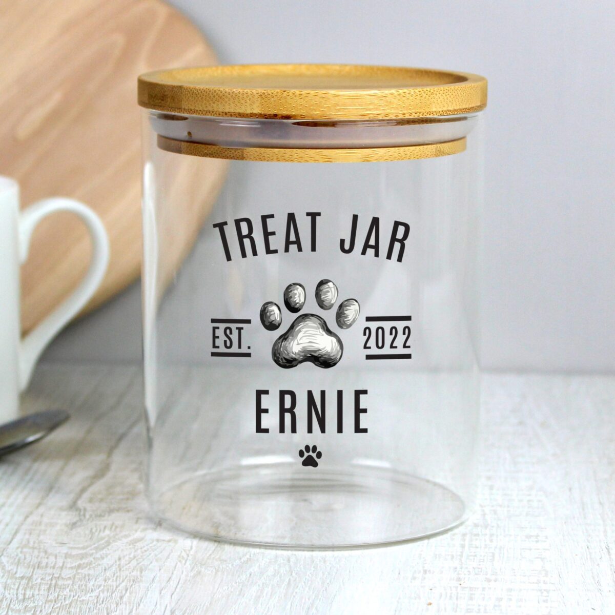 Personalised Pet Treats Glass Jar with Bamboo Lid: 3 - Storage By Gift Moments