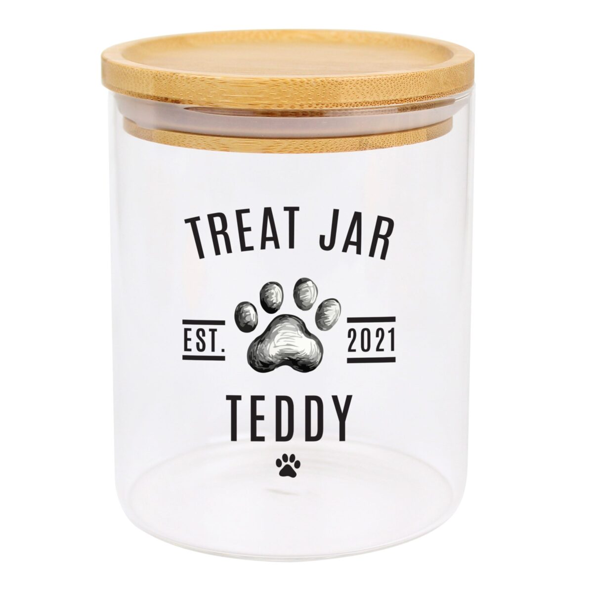 Personalised Pet Treats Glass Jar with Bamboo Lid: 4 - Storage By Gift Moments