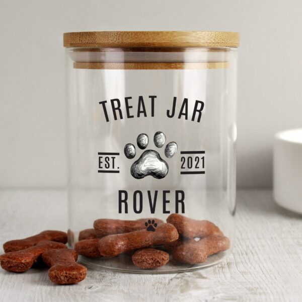 Personalised Pet Treats Glass Jar with Bamboo Lid: 1 - Storage By Gift Moments