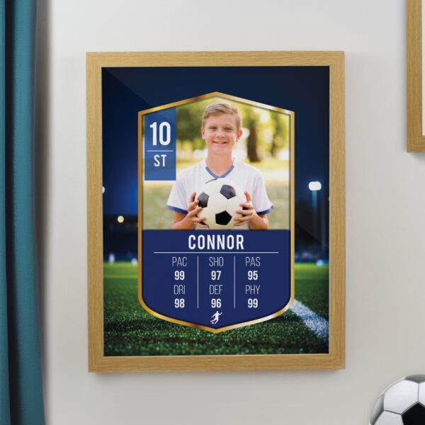 Personalised Photo Football Card Framed Prints: 1 - Oak - Framed Prints By Gift Moments
