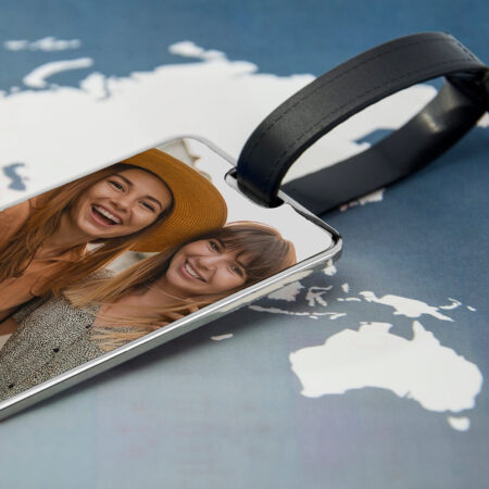 Personalised photo metal luggage tag