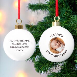 Personalised Photo Upload Bauble: 3 - Christmas Baubles By Gift Moments