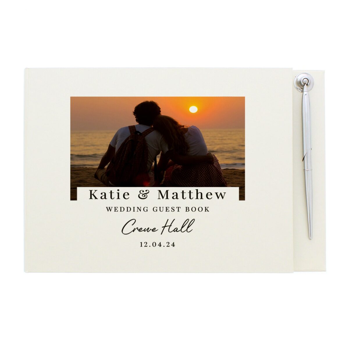 Personalised Photo Upload Hardback Guest Book & Pen: 5 - Guest Books By Gift Moments