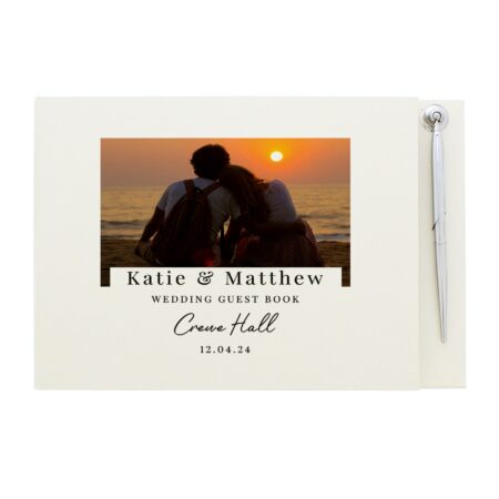Personalised Photo Upload Hardback Guest Book & Pen: 5 - Guest Books By Gift Moments