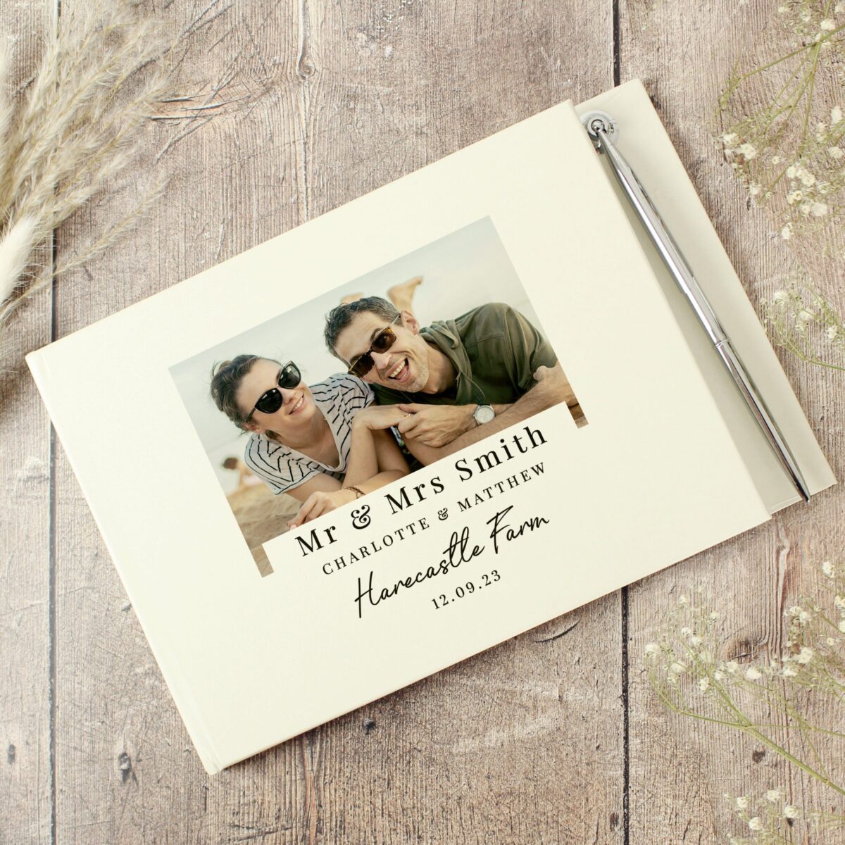 Personalised Photo Upload Hardback Guest Book & Pen: 2 - Guest Books By Gift Moments