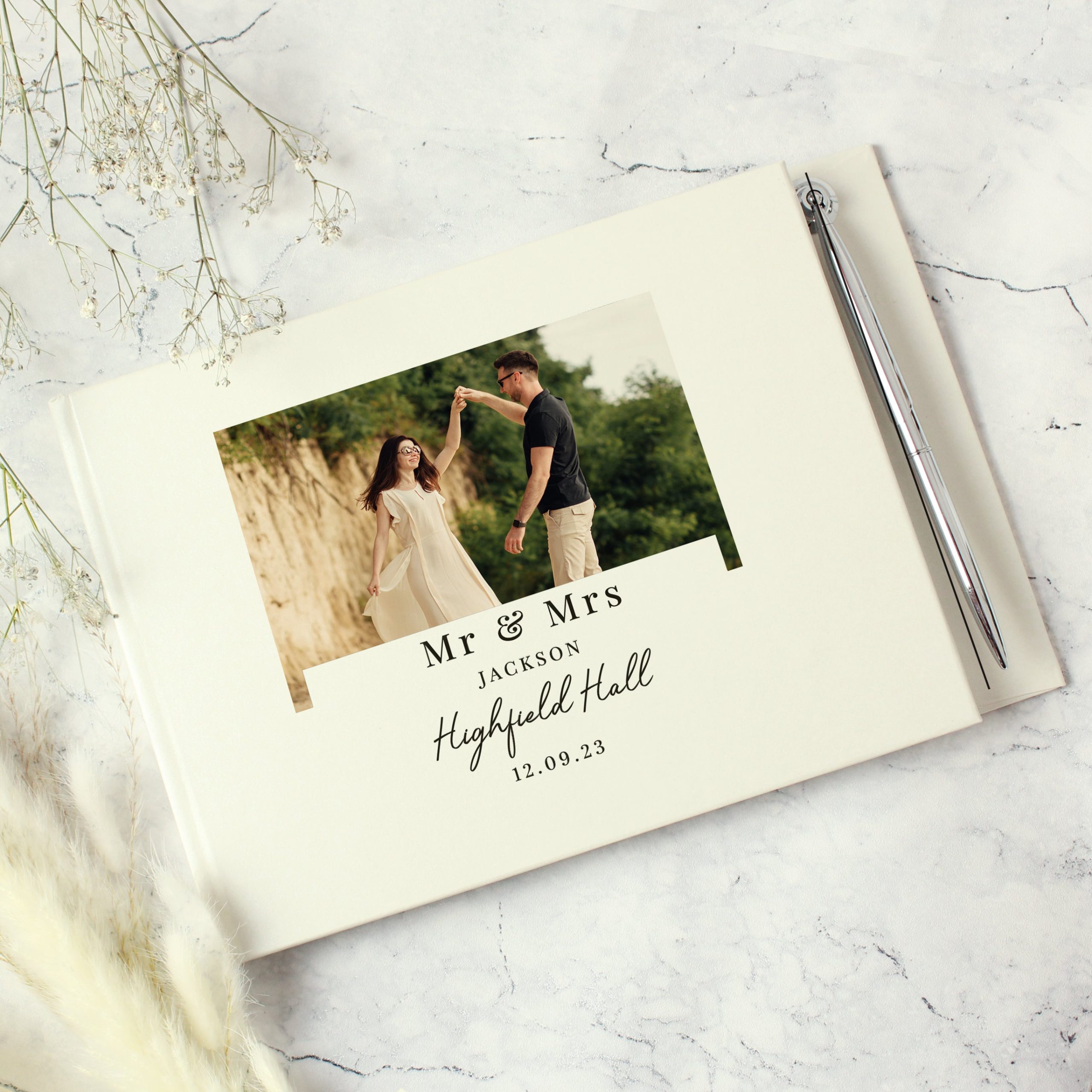 Personalised Photo Upload Hardback Guest Book & Pen: 1 - Guest Books By Gift Moments