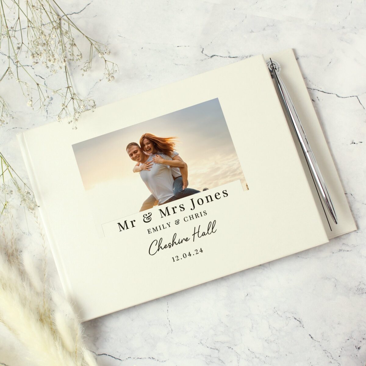 Personalised Photo Upload Hardback Guest Book & Pen: 3 - Guest Books By Gift Moments