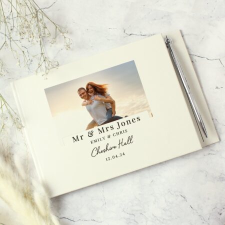 Personalised Photo Upload Hardback Guest Book & Pen: 3 - Guest Books By Gift Moments