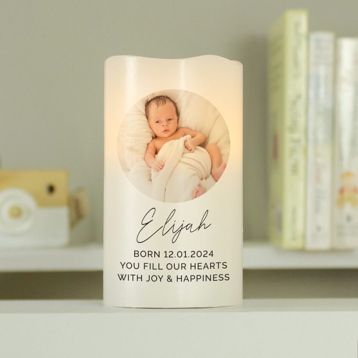 Personalised photo upload led candle