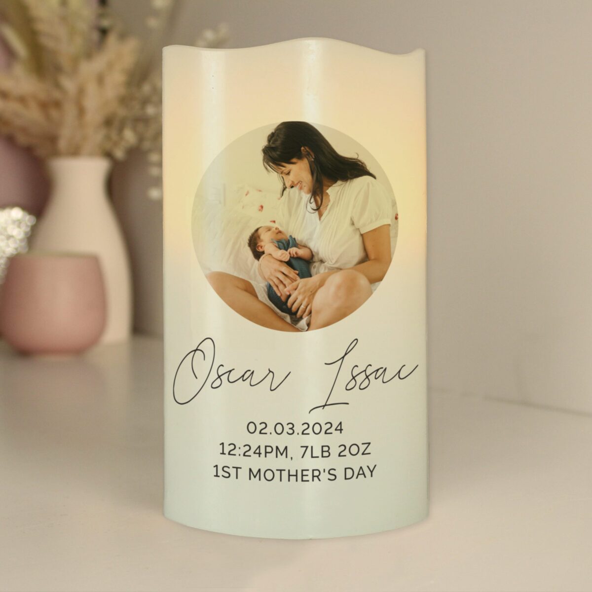 Personalised photo upload led candle