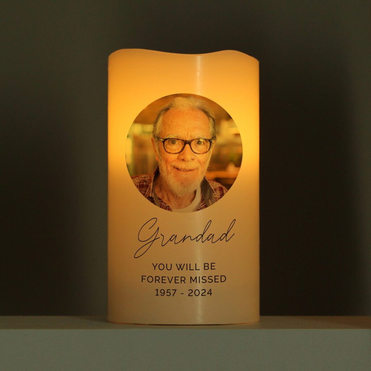 Personalised photo upload led candle