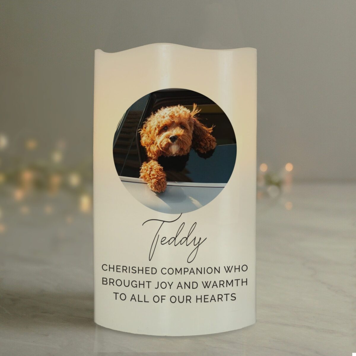 Personalised photo upload led candle