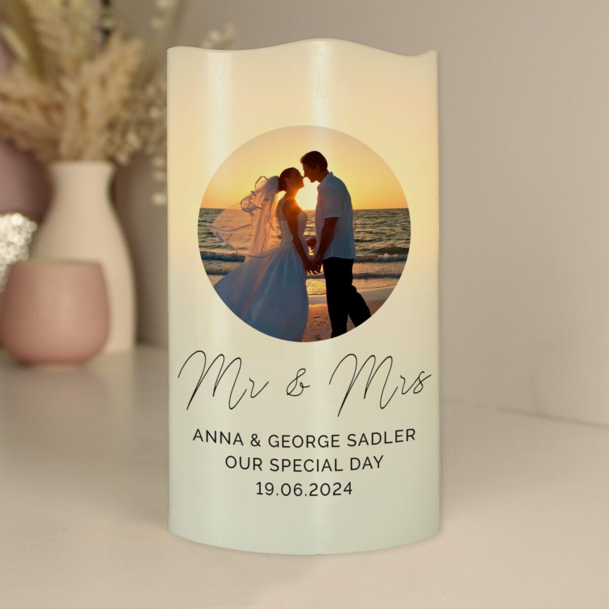 Personalised photo upload led candle
