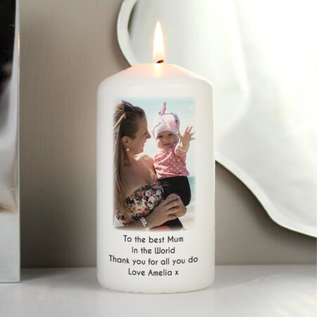 Personalised Photo Upload Pillar Candle: 7 - Candles By Gift Moments
