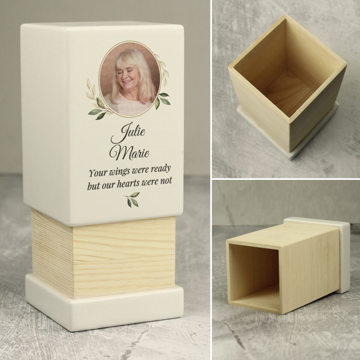 Personalised Photo Upload Small Wooden Urn: 6 - Urns By Gift Moments