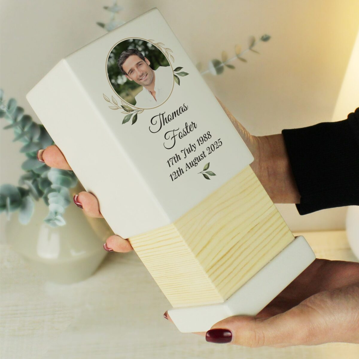 Personalised Photo Upload Small Wooden Urn: 2 - Urns By Gift Moments