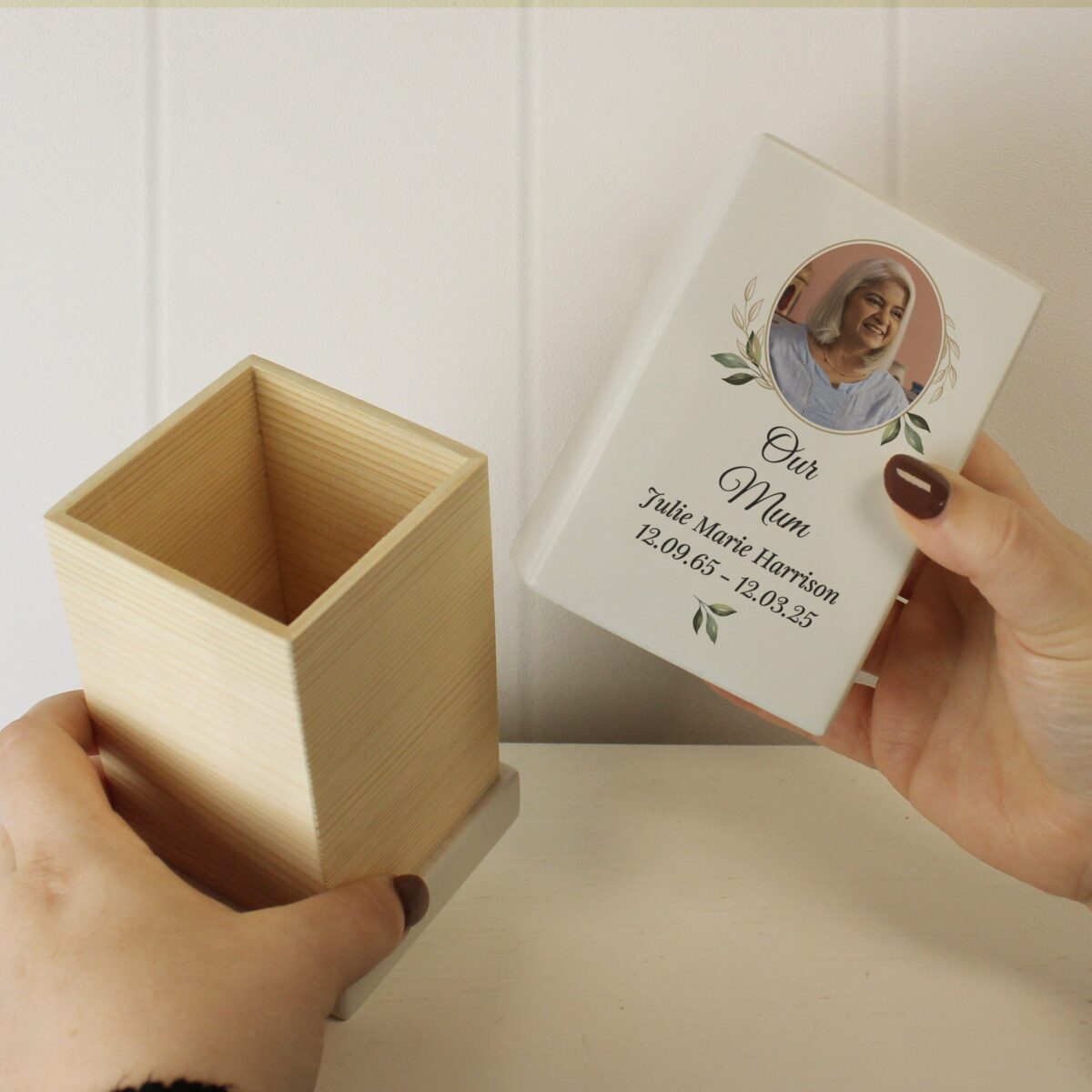 Personalised Photo Upload Small Wooden Urn: 5 - Urns By Gift Moments