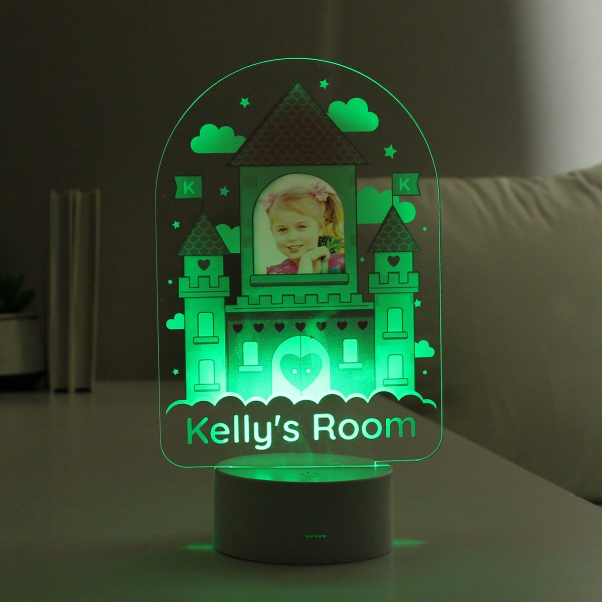Personalised Pink Castle Photo Upload LED Colour Changing Night Light: 8 - LED Lighting By Gift Moments