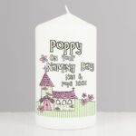 Personalised Pink Church Pillar Candle: 1 - Candles By Gift Moments