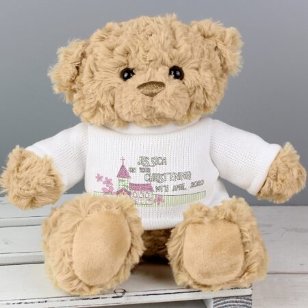 Personalised pink church teddy bear