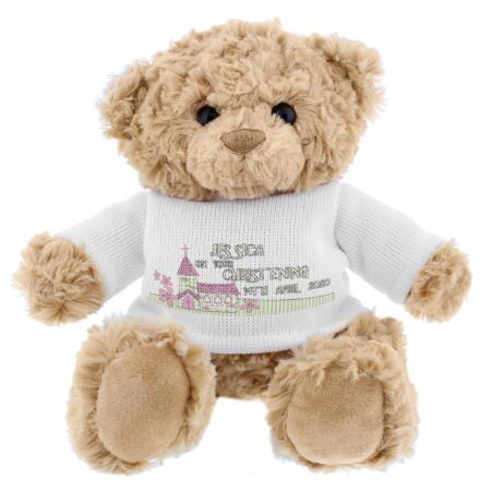 Personalised pink church teddy bear