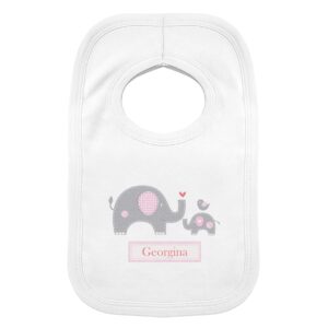 Personalised Pink Elephant 0-3 Months Baby Bib: 2 - Baby Clothing By Gift Moments
