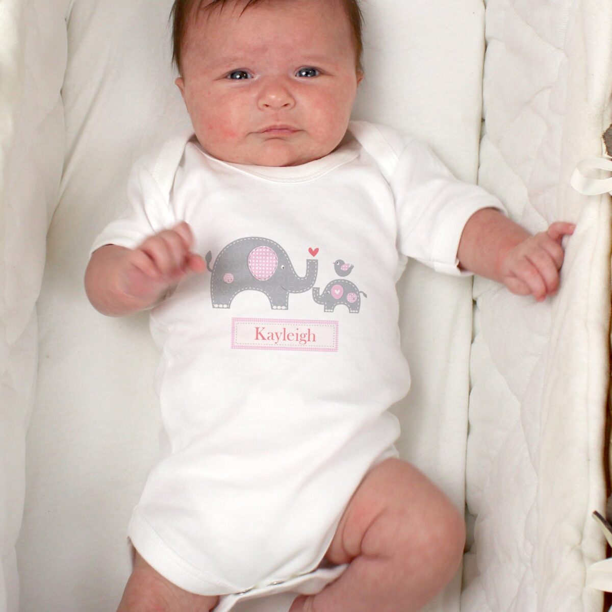 Personalised Pink Elephant 0-3 Months Baby Vest: 1 - Baby Clothing By Gift Moments