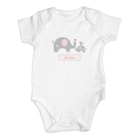 Personalised Pink Elephant 0-3 Months Baby Vest: 3 - Baby Clothing By Gift Moments