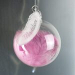 Personalised Pink Feather Glass Bauble: 1 - Christmas Baubles By Gift Moments