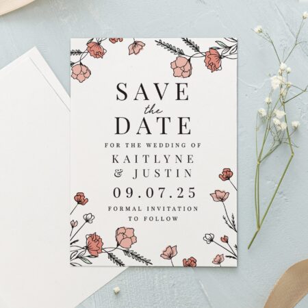 Personalised pink floral set 36 wedding save dates