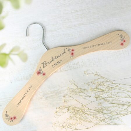 Personalised Pink Floral Wooden Hanger: 5 - Keepsakes By Gift Moments