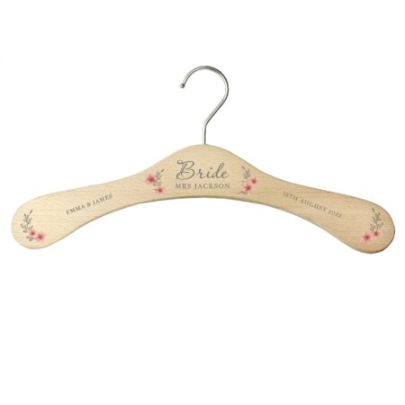 Personalised Pink Floral Wooden Hanger: 6 - Keepsakes By Gift Moments