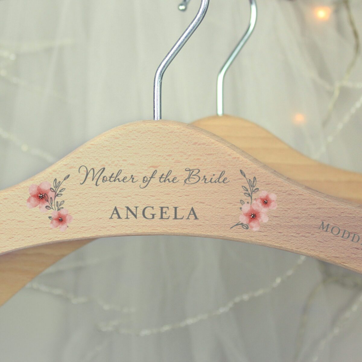 Personalised Pink Floral Wooden Hanger: 2 - Keepsakes By Gift Moments
