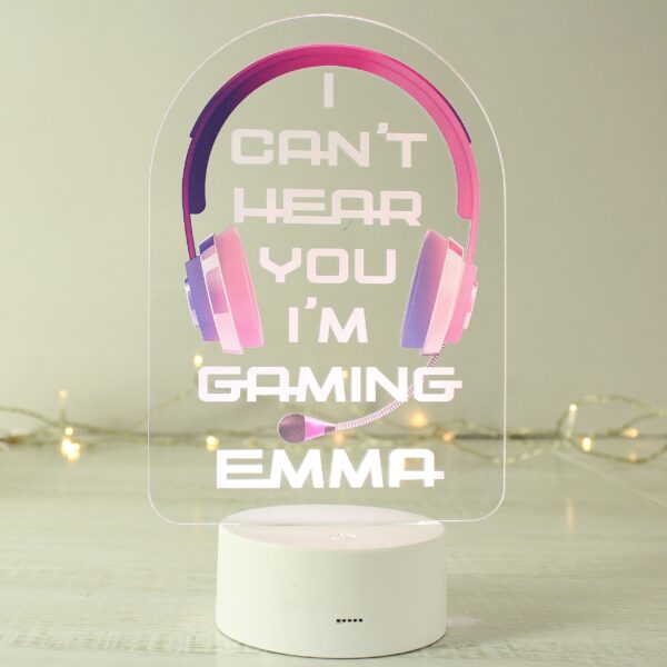 Personalised Pink Gaming LED Colour Changing Night Light: 2 - LED Lighting By Gift Moments