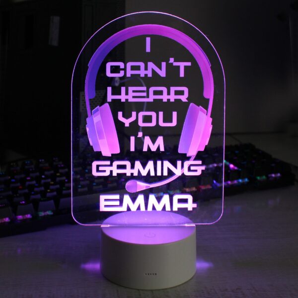 Personalised Pink Gaming LED Colour Changing Night Light: 1 - LED Lighting By Gift Moments