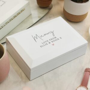 Personalised Pink Heart Wooden Jewellery Box: 5 - Jewellery Boxes By Gift Moments