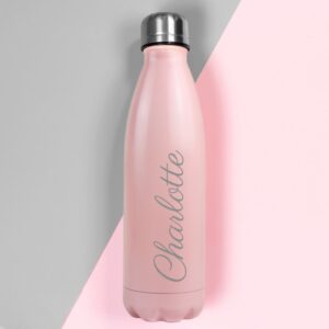 Personalised Pink Metal Insulated Drinks Bottle: 4 - Water Bottles By Gift Moments