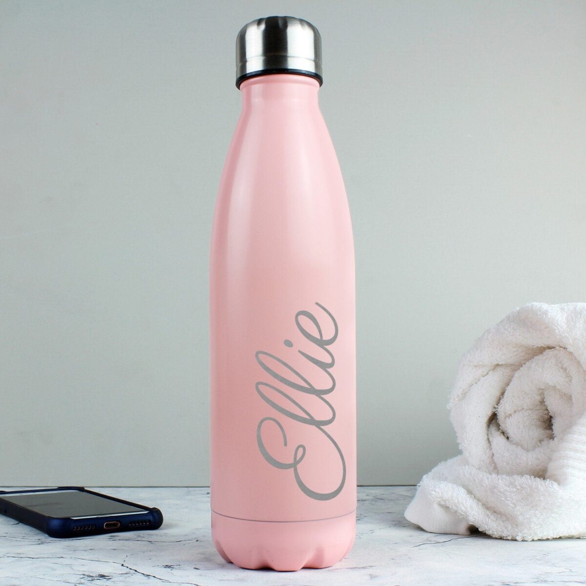 Personalised Pink Metal Insulated Drinks Bottle: 3 - Water Bottles By Gift Moments