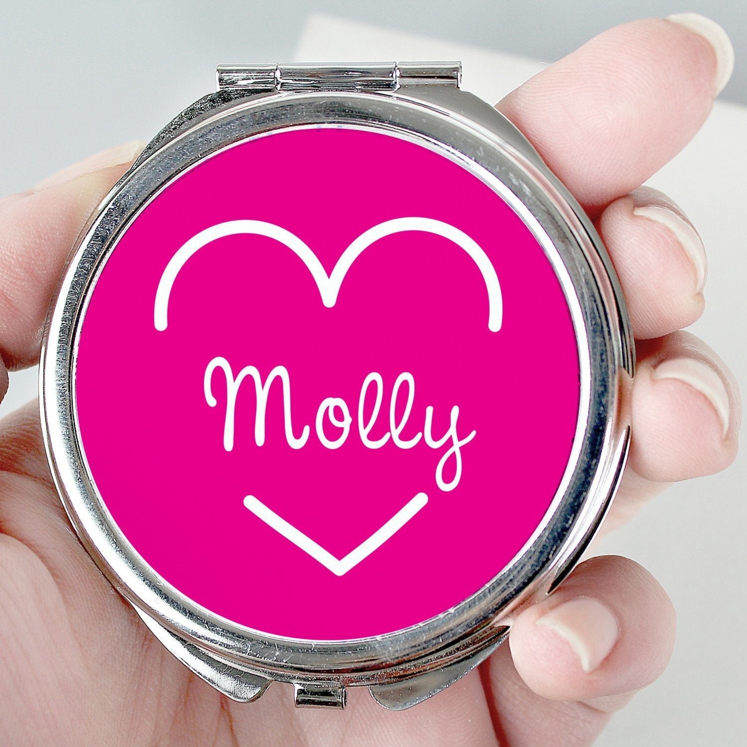 Personalised Pink Name Compact Mirror: 1 - Compact Mirrors By Gift Moments